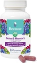 Çünkü Memory & Focus için Beyin Tamamı - Ginkgo Biloba ile Permamentary Mix - Supports Cognitive Function, Care & mental Clarity - Vegan, Gluten-Free, Non-GMO - 740 mg - 60 Capsules