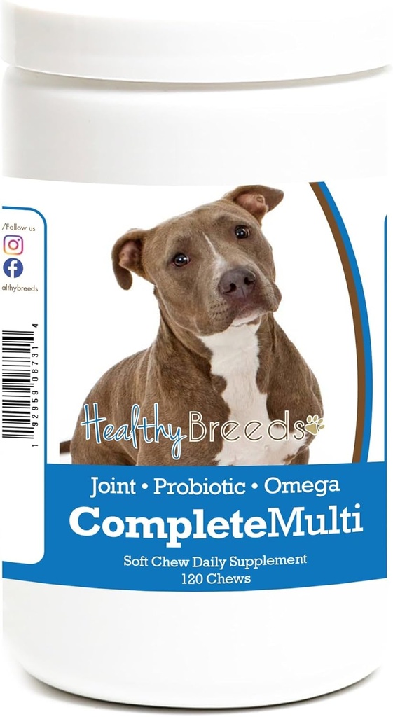 Υγιείς Φυλή Pit Bull Όλα σε μια πολυβιταμίνη μαλακό μάσημα 120 Κόμη