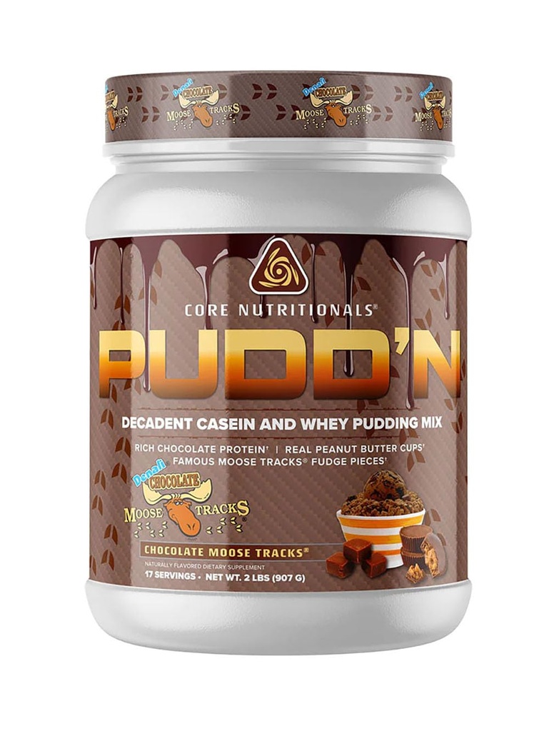 Core Nutritionals Pudd'n, Decadent protein Pudding Mix, Full Disclosure Casein Mix, Sustained release, 20G Protein, 17 Hizmet (Chocolate Moose Tracks, 2 lb)