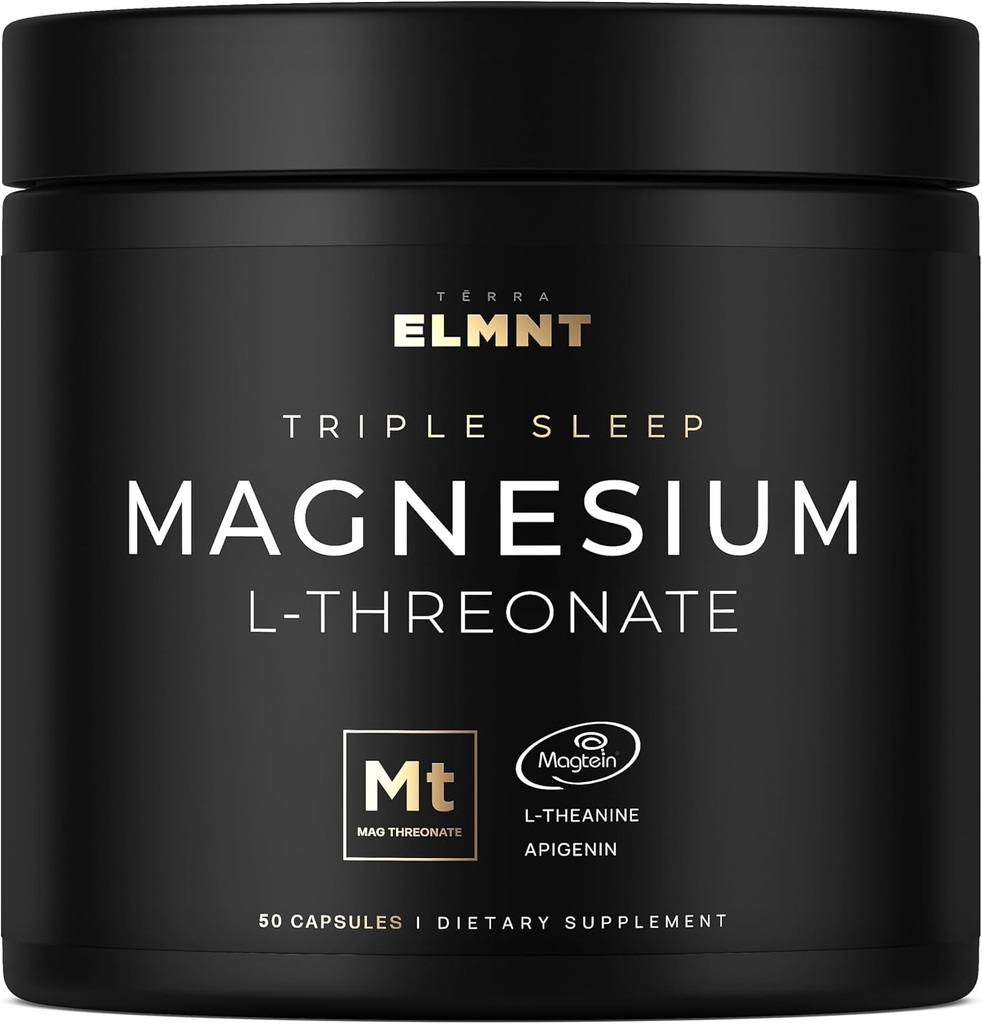 ELMNT Triple Sleep Magnezyum Threonate w. Apigenin, Theanine & Magtein Magnezyum L-Threonate - High Abpole Magnezyum Supplement Capsules for Men and Women Toz Pills