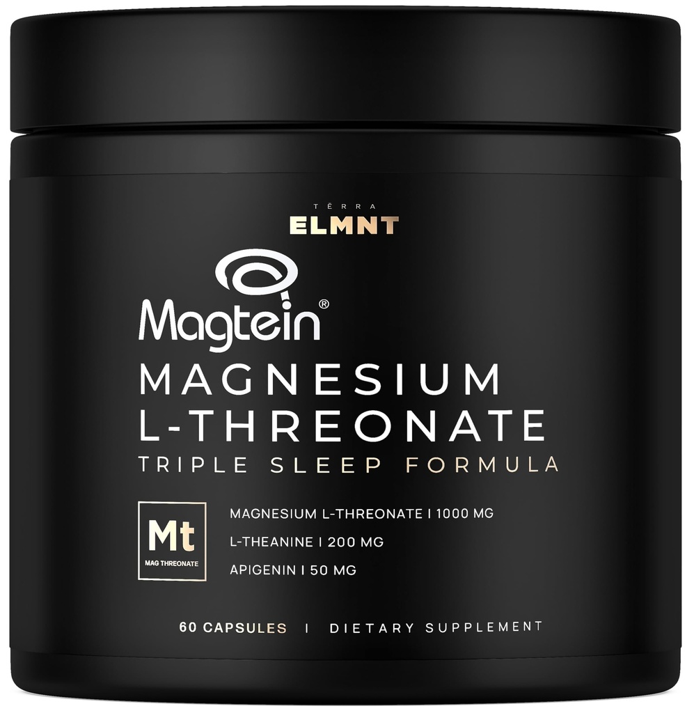 ELMNT Triple Sleep Magnezyum Threonate w. Apigenin, Theanine & Magtein Magnezyum L-Threonate - High Abpole Magnezyum Supplement Capsules for Men and Women Toz Pills