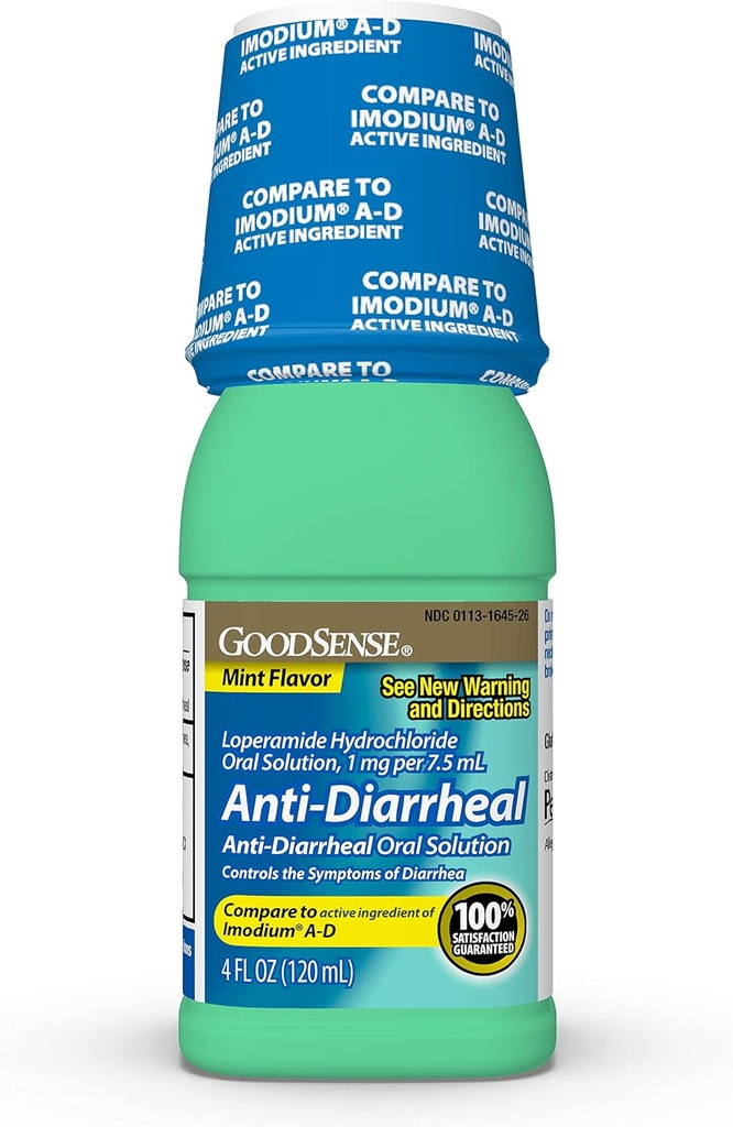 Good Sense Anti-Diarrheal Medicine, Loperamid Hydrochloride Oral Çözüm, 7.5 mL, Mint, 4 Fl Oz Oz Oz