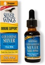 Doğal Pat Silver Wings Colloidal Silver 500PPM, Amber Brown Sıvı Immune Support, 1 Fl Oz (Pack of 1)