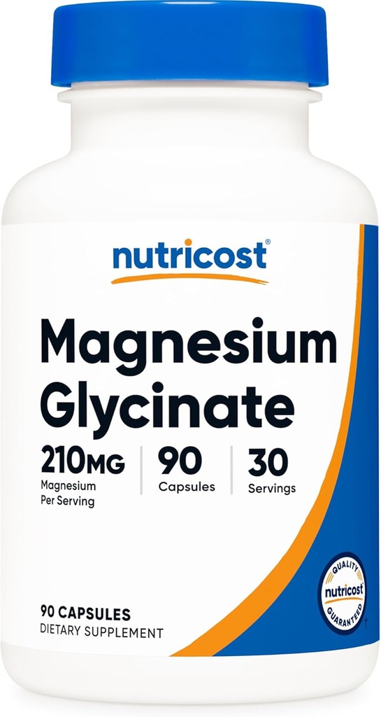Nutricost Μαγνήσιο Γλυκινικό Κάψουλες (90 Κάψουλες, 210 mg ανά Σερβίρισμα) - Μαγνήσιο Γλυκινικό Συμπλήρωμα για Απαλή Απορρόφηση