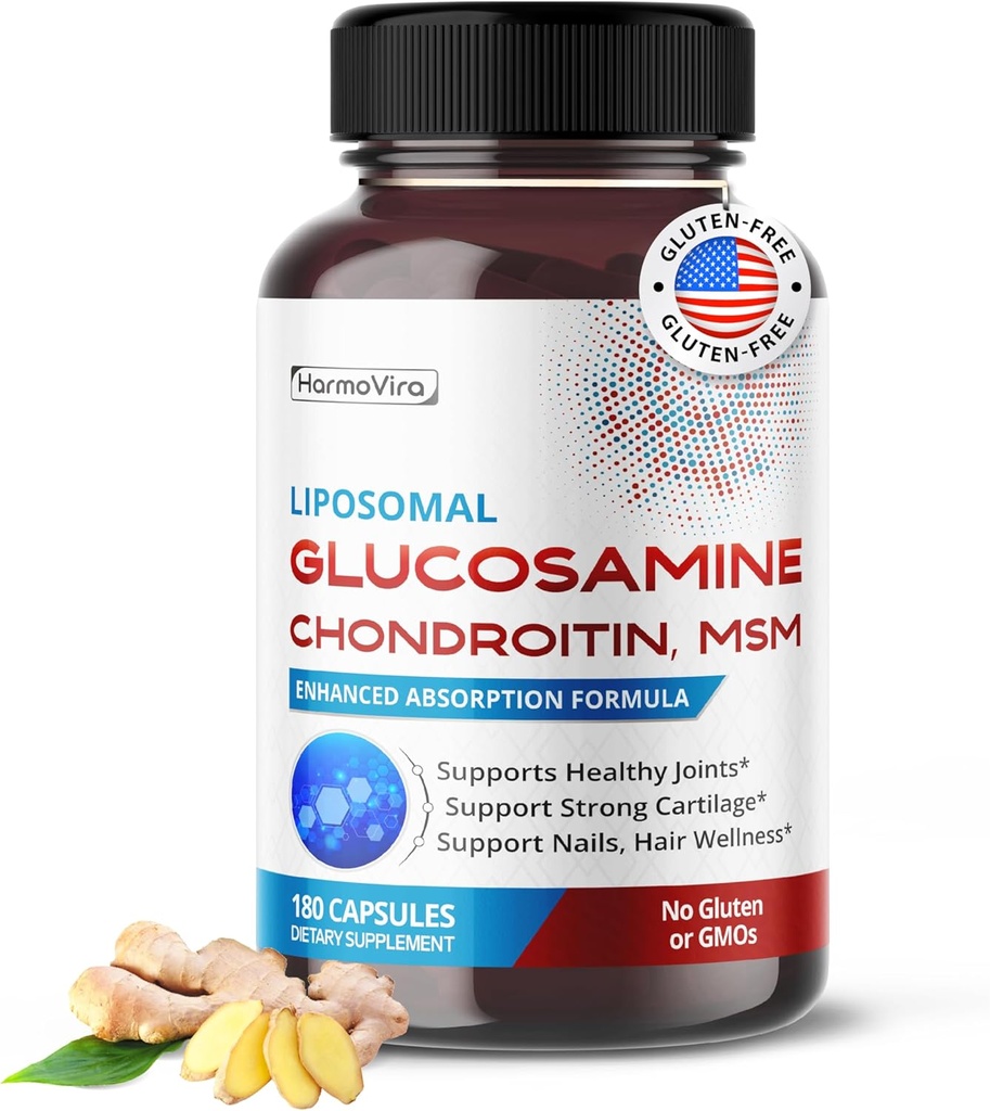 Liposomal GLUCOSAMINE CHONDROITIN, MSM - Sağlıklı Ortaklar, Güçlü Kartilage, Nails, Hair - 180 Days Supply - ABD'de Made in the USA