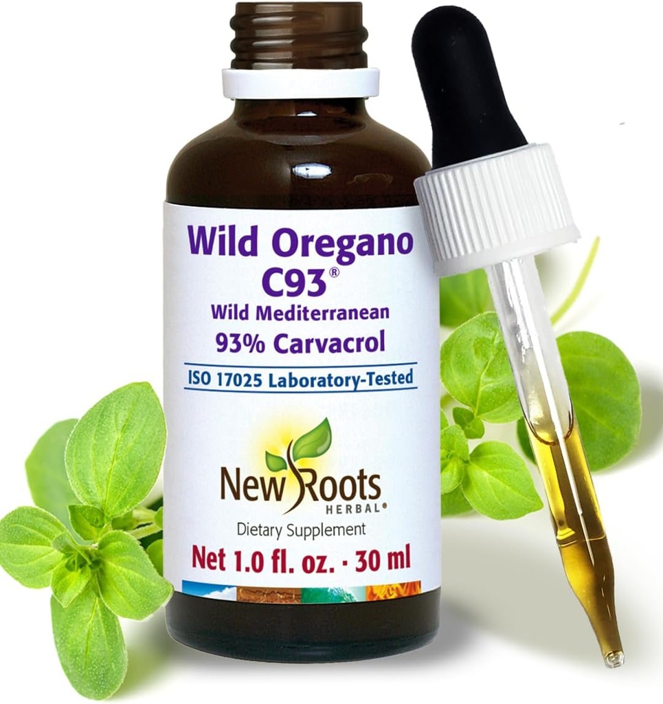 Yeni Kökler | Wild Oregano Oil Drops with % 93 Carvacrol (1 fl oz) Antik Oregano Ekstraksiyon (547 Hizmetler) | En İyi Concentration, Non-GMO, Vegan, Gluten-Free