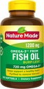 Burp-Less ιχθυέλαιο 1200 mg μία ανά ημέρα, 120 Softgels, Fish Oil Omega 3 συμπλήρωμα για την υγεία της καρδιάς