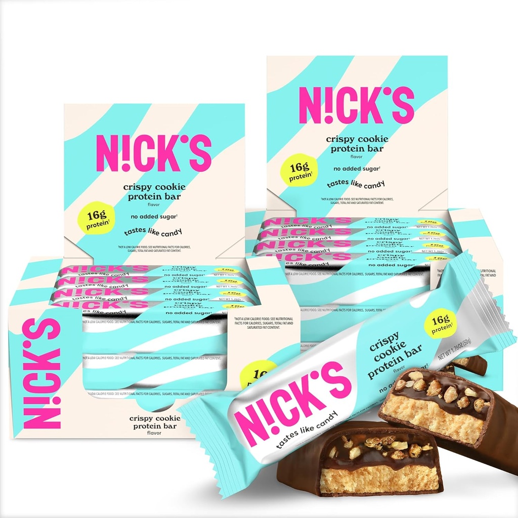 Nick'in protein Bars Krispi Cookie | 16g protein | 210 kalori | Low Carb Keto Friendly Snacks Eklenmedi (Multipack 24 bar x 50g)