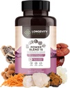 Power 15 Mushroom Mixs Supplement (90) | High Strength Extract Complex | With Lions Mane, Türkiye Tail, Cordyceps, Reishi, Chaga & Tremella | %20 Beta-D Glucans | Immunity & Vitality Support