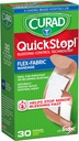 CURAD Quick stop Bleeding Control Flex Fabric Bandages, Assorted Dimensions, 30 Count