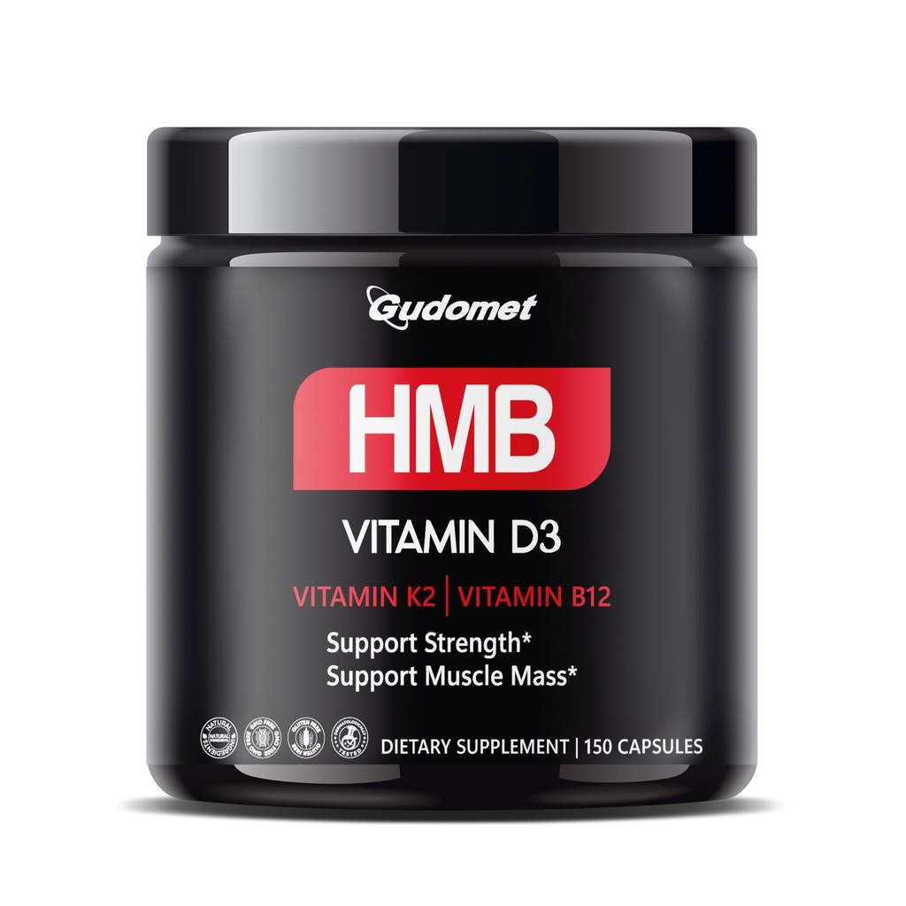 D3, K2 & B12 ile HMB - Muscle Health Support Supplement - 150 Capsules - ABD'de Made in USA
