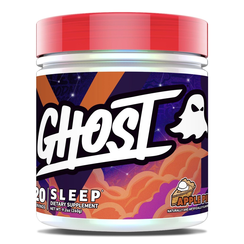 GHOST Sleep Diyetary Supplement, Apple Pie - Recovery & Rest with Premium Materialss Including Melatonin, Colostrum & Ashwagandha - Destekler Uyku Kalitesi - Gluten-Free & Sugar-Free