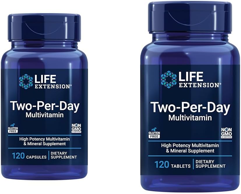 Life Extension Two-Per-Day Multivitamin 120 Capsules & 120 Tablet - Vitaminler B, C, D, çinko & Over 25 Vitamins, Minerals & Extracts