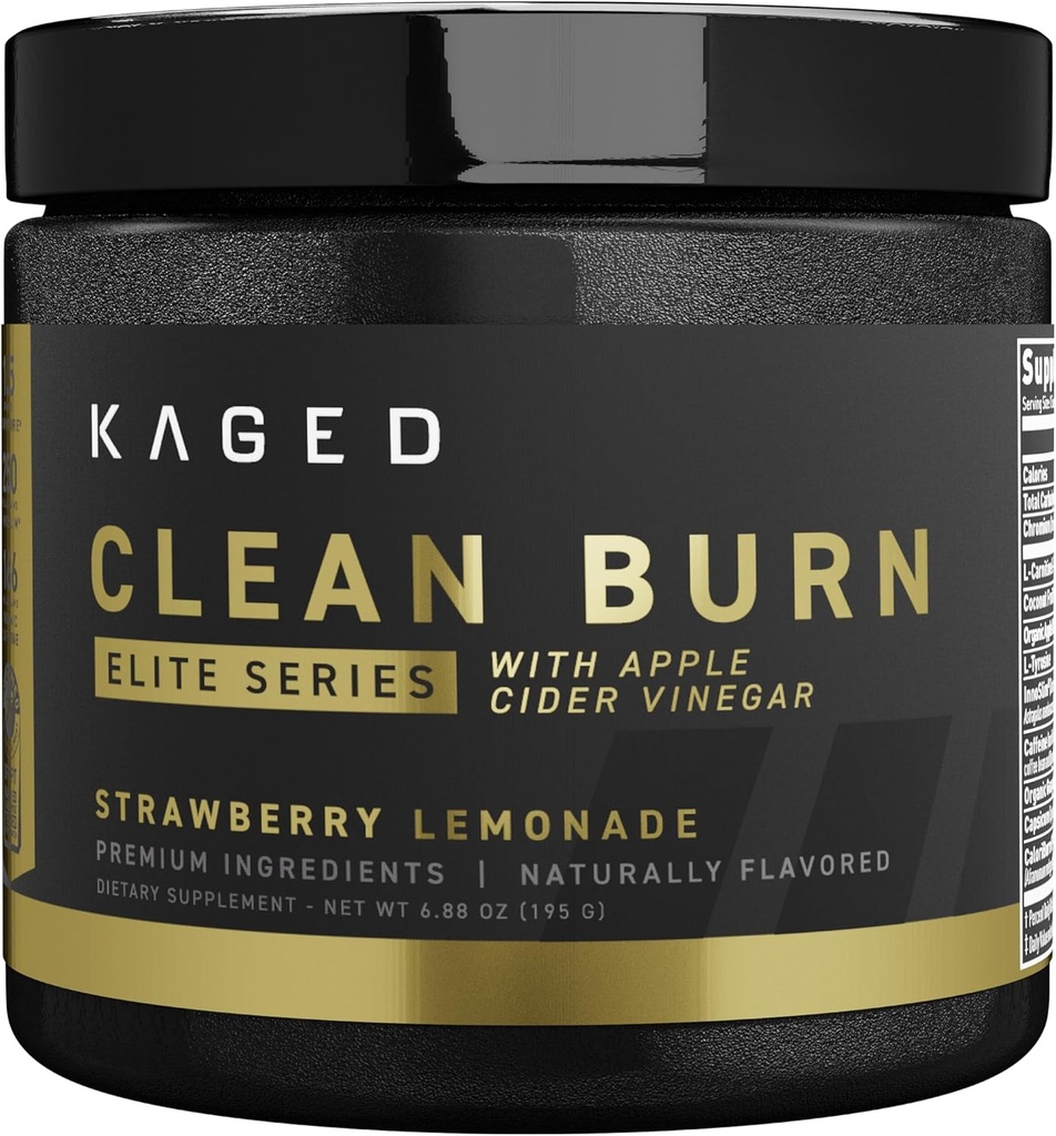 Kaged Thermogenic Toz Temiz Burn Elite | Strawberry Lemonade | Erkekler & Kadınlar | Kilo Yönetimi Tamam | Organik Caffeine & Apple Cider Vinegar | 30 Hizmet