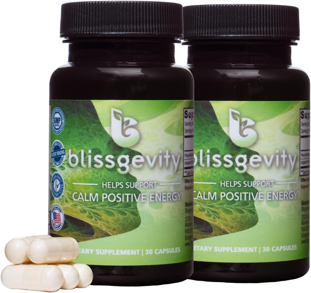 150mg Apigenin - Phenylethylamine - Συμπλήρωμα Υποστήριξης Mood - Προωθεί την Ευφορία, Εστίαση και Διανοητική Καθαρότητα - Φυσικό Στρες Ανακούφιση - Ήρεμη Υποστήριξη - Ενισχυτής Ευθυμίας - 60 Κάψουλες