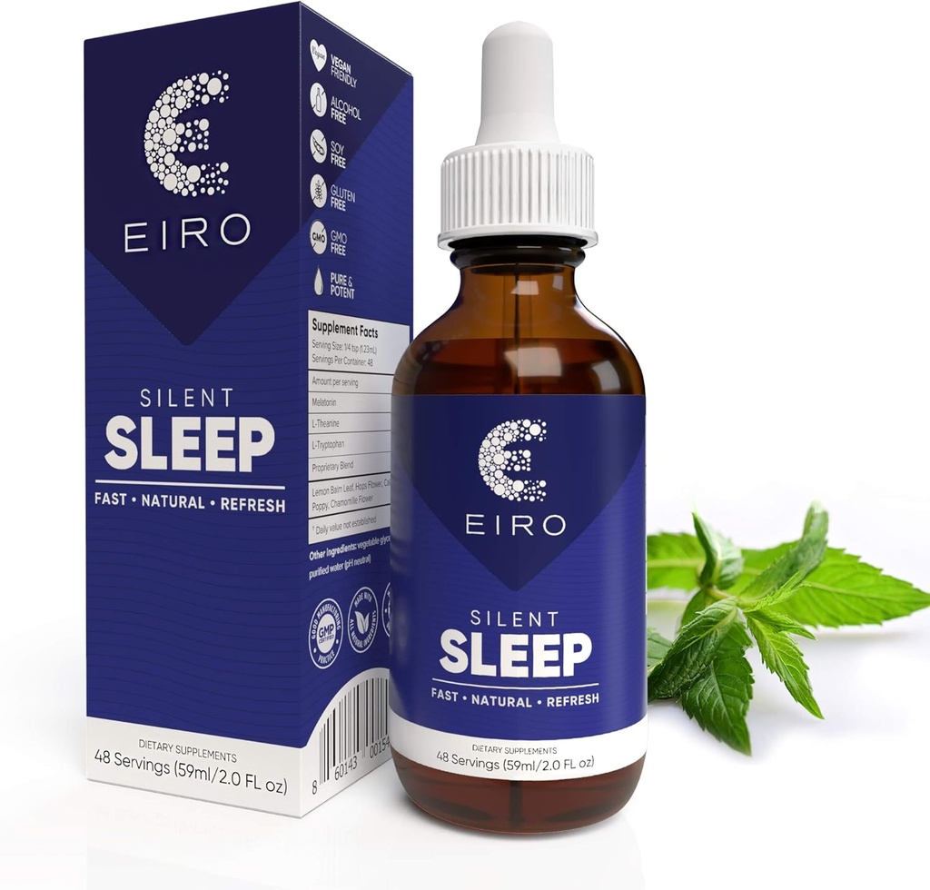 EIRO Silent Sleep The All All Natural sıvı Sleep Aid Remedy, Melatonin, L-Theanine, Chamomile çiçek ve daha fazla The Üstün Abpsiyon │ Hızlı • Doğal • Yenilenme
