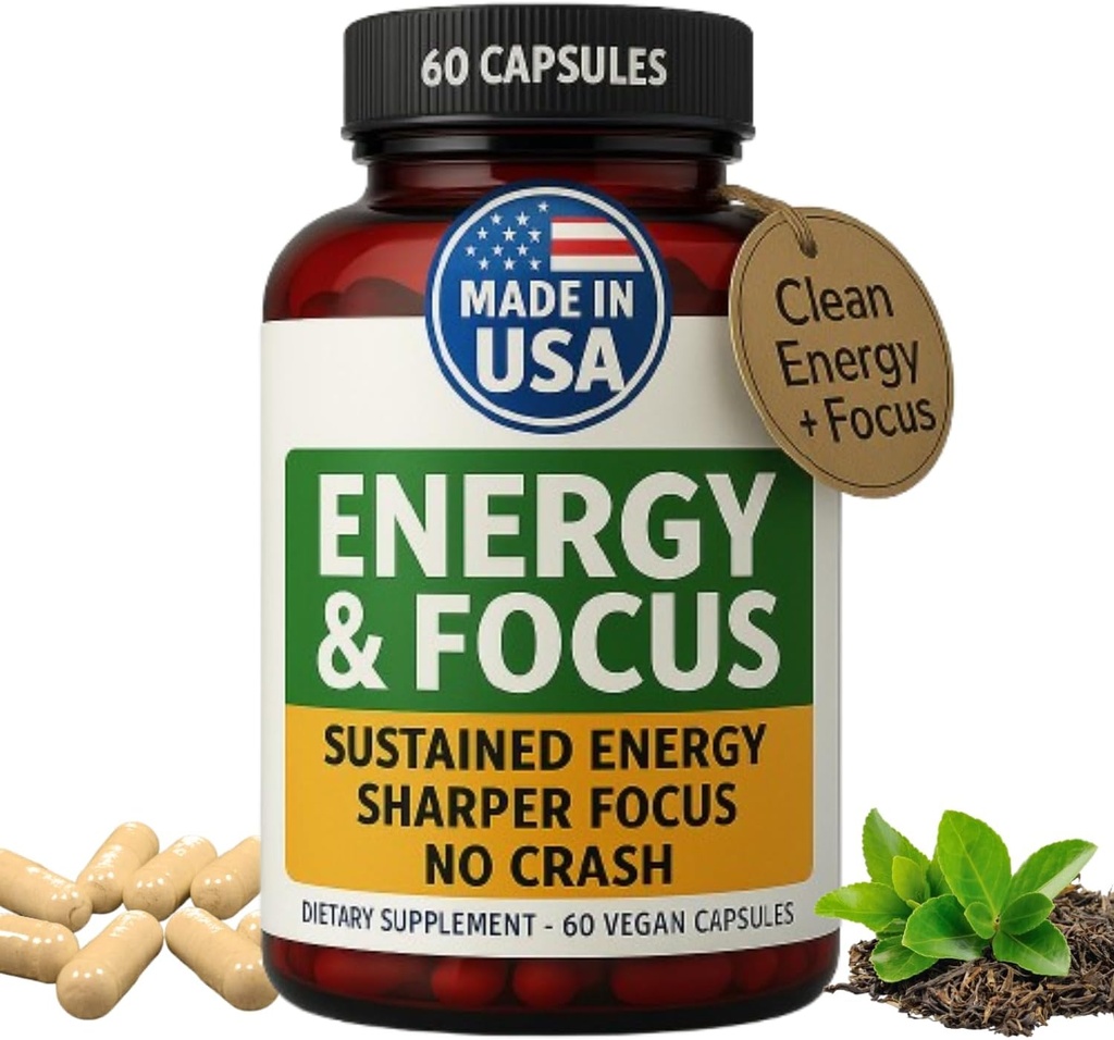 Green Regimen Energy & Focus Capsules - Sustained mental Clarity için Doğal Nootropic Supplement, Gelişen Concentration & Alertness - No Crash, Vegan, Non-GMO - 60 Capstained mental Clarity için