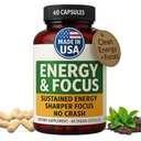 Green Regimen Energy & Focus Κάψουλες - Φυσικό Nootropic συμπλήρωμα για τη διαρκή διανοητική σαφήνεια, αυξημένη συγκέντρωση & εγρήγορση - Όχι συντριβή, Vegan, μη GMO - 60 Caps