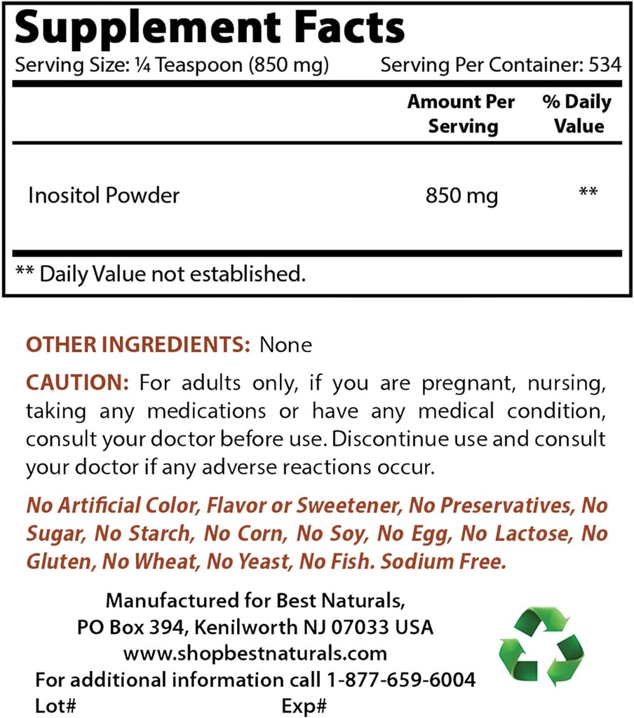 Best Naturals Ινοσιτόλη σε σκόνη 1 Lb & NAC 600 mg