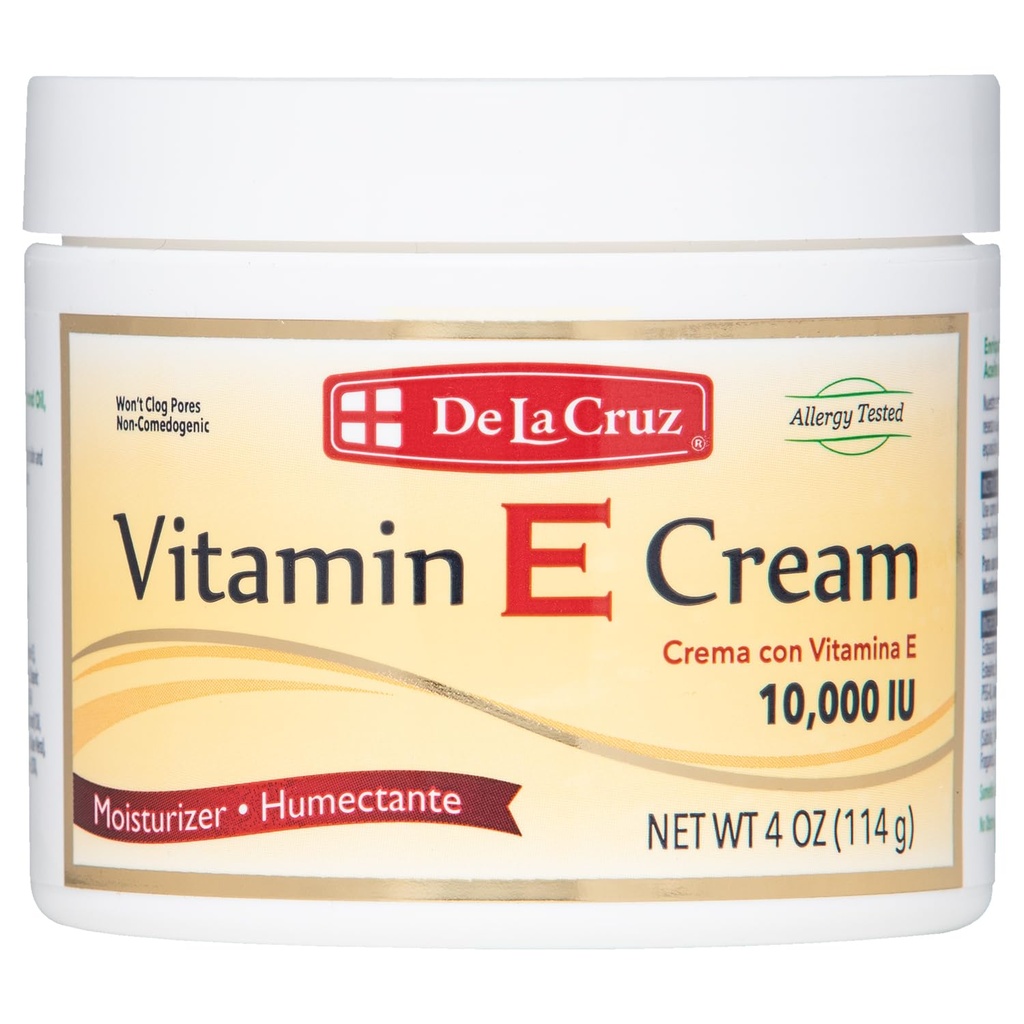 De La Cruz Vitamin E Cream Moisturizer for Face andBoy - Tüm Cilt Tipleri için Cilt Bakımı - ABD'de Made, 4 oz