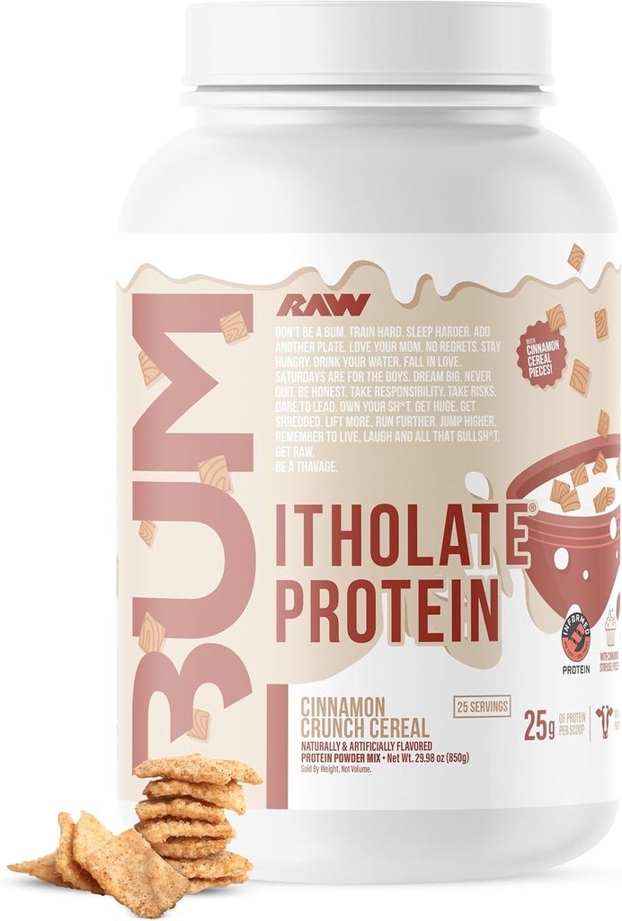 RAW Whey Protein Toz Isolate, Cinnamon Crunch (CBUM Itholate protein) - 100 Grass-Fed Sports Nutrition Toz Büyüme ve Kurtarma - Low-Fat, Low Carb, Doğal Flavored - 25 Servisler
