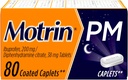 Motrin PM Caplets with 200 mg Ibuprofen & 38 mg Diphenhydramine Sleep Aid, Nighttime Pain Reliever for Minor Aches & Pains, Bulk, 80 ctt