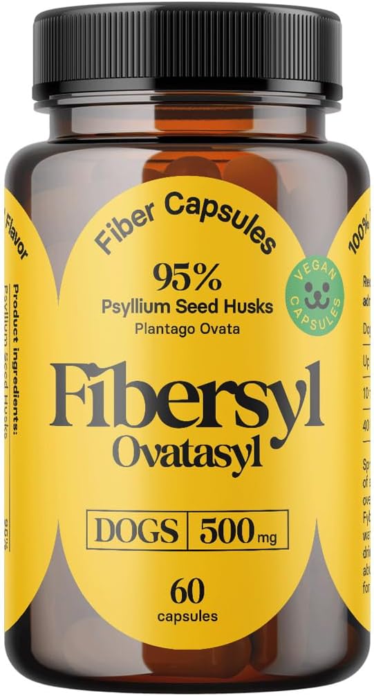 FiberSyl Ovatasyl Köpekler için Prebiyotikler Dgestive Health - Dog Fiber Supplements for Constipation Relief & Support - Psyllium Husk Seed for Dog' Digestion Problems - Dog Stool Hardener - 60 Capsules