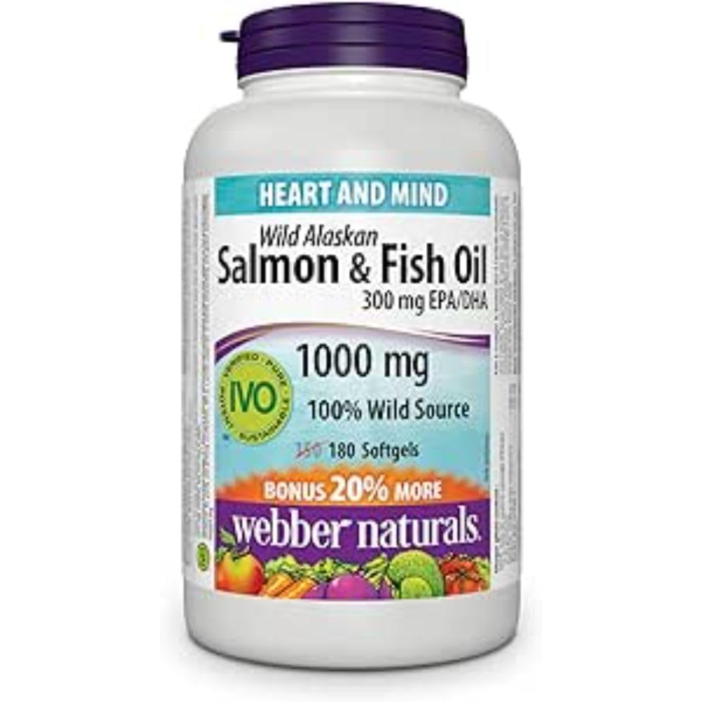 Webber Naturals Wild Salmon & Fish Oil 1000 mg (EPA 180 DHA 120) Bonus Boyut 150+30 Softgels