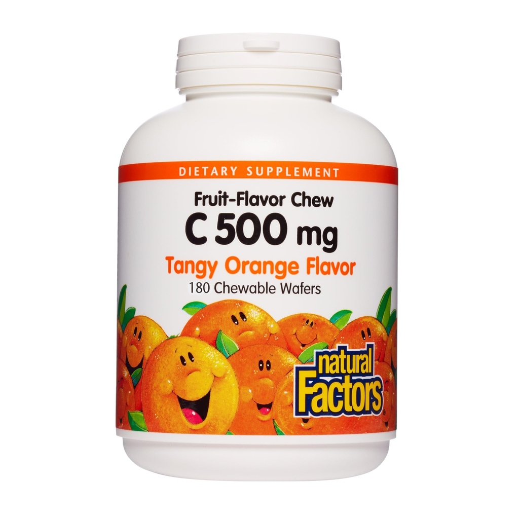 Doğal Faktörler, Çocuklar Ç 500 mg Vitamini, Immune Health, Bones, Teeth and Gums, Tangy Orange, 180 Count ( 1)
