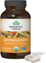 ORGANIC INDIA Ashwagandha Capsules - Organik Ashwagandha Supplement - Vegan Ashwagandha Root, Gluten-Free, Kosher, Non-GMO, Supports Stress Relief, Energy, and Sleep - 180 Capsules