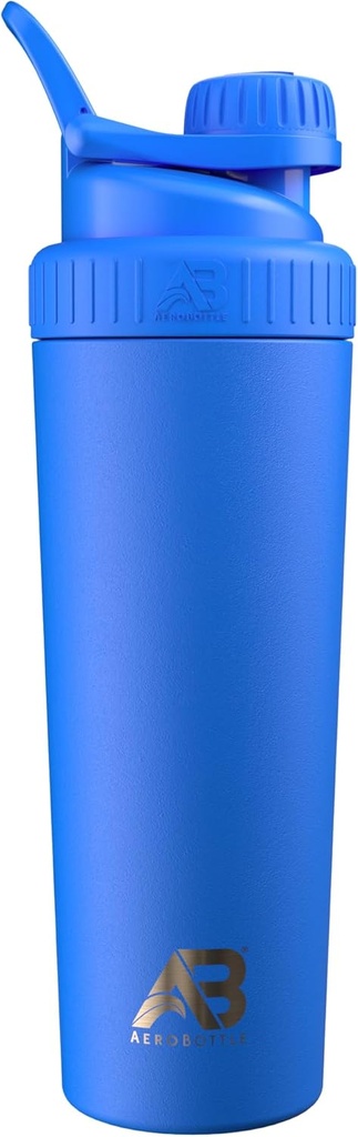 AeroBottle Ağo Shaker Kupası, paslanmaz Steel Water Şişe ve Protein Shaker, Mixes proteini ve Pre Workout With Turbulent Mix Technology, No Mixing Ball veya Wisk, 26oz, Artic Sea Blue Blue