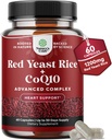 Red Yeast Rice with CoQ10 Supplement - Advanced Healthy Heart & Healthy Cholesterol Levels Formula for Men & Women - Extra Strength Capsule with Red Yeast Rice 1200 mg Capsules with CoQ10-60 Count