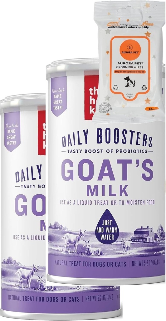 Aurora Pet Sche Paketi (2) İnsan Grade Instant Goat'ın Sütünü Probiyotiks Plus AuroraPet Wipes