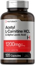 Horbäach Acetyl L Carnitine HCL & Alfa Lipoic Acid 1200 mg | 120 Capsules | ALC ALA Kompleksi | Non-GMO & Gluten Free Supplement Supplement