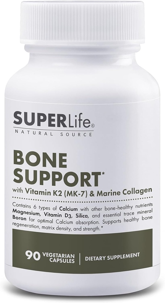 Kalsiyum, Vitamin D3 & K2 (MK-7) ile kemik desteği, Magnezyum Collagen & Sea Trace Minerals | Supports Bone Mechanic & Strength, improves Mineral Abxia - 90 Capsules