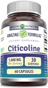 Amazing Formulas Citicoline Supplement | 1000 Mg Per | Capsules | Non-GMO | Gluten-Free | Made in USA (1 Pack, 60)