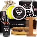 ABUDICS Men, Beard Kit, Beard Grooming Kit w/Beard Oil Beard Balm Beard Okay Beard Scisors, Dad için Hediyeler O Boyfriend
