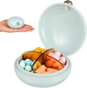 iplusmile Pill Organizer 4 Times A Day, Cute Round Travel Konteyners, Portre Karşılaştırılması Kadın İşyeri Tatil Günlük Vitaminler Carrier (Mavi)