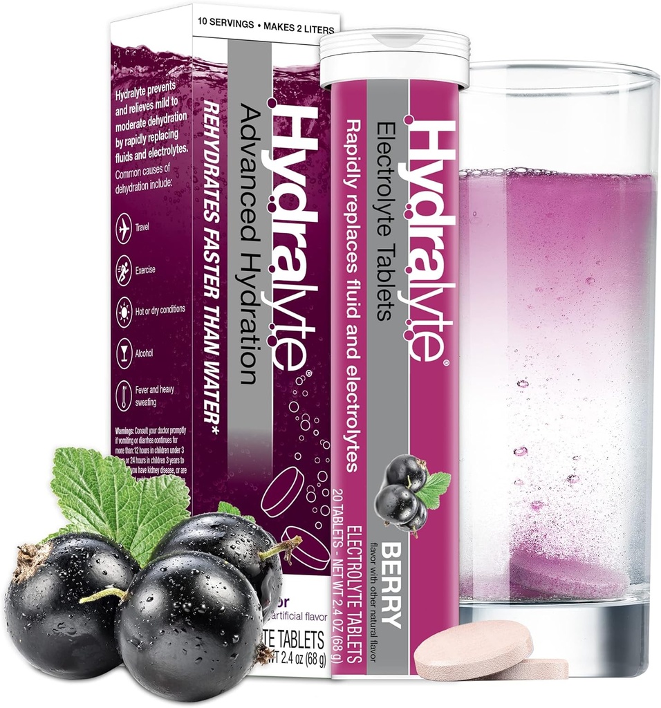 Volvolyte Electrolyte Tabletler | Berry Elektrolytes | Lisans Partileri için Mükemmel, Workout Essential ve Günlük Hydration Needs | (10 Servisler, 20 Electrolyte Tabletler)