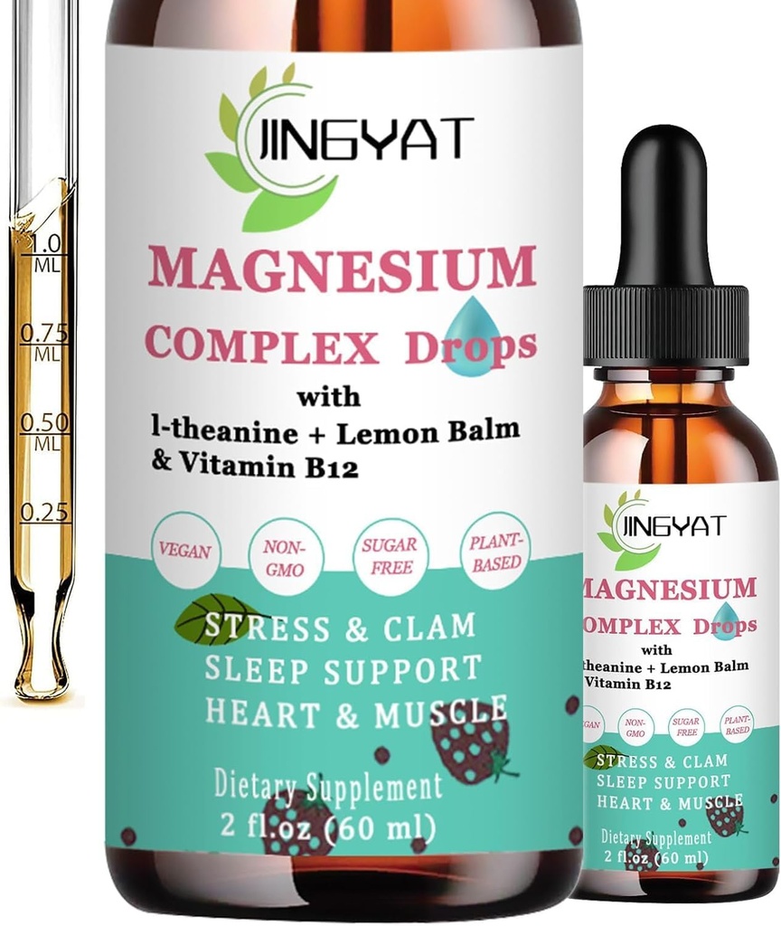 5-in-1 Magnezyum Drops - 1000mg of Glycinate, L-Threonate,Citrate,Taurate,Malate and l-theanine - High Abpole Magnezyum Sıvı