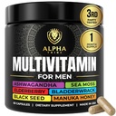 Seamoss Black Seed Oil Ashwagandha Burdock Root, Turmeric Bladderwrack, C, Elderberry, Manuka, Sarı Dock | Günlük Erkekler Vitaminleri ve Mineralleri Tamamlıyor