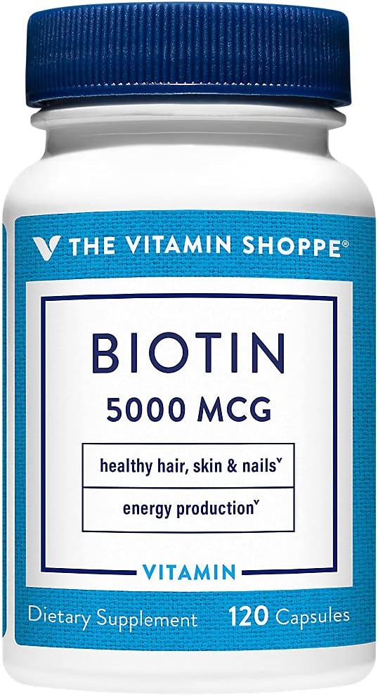 Dükkan Vitamini Biotin 5.000MCG, Nutrient Metabolism Sağlıklı Vibrant Saçları, Sağlıklı Skin & Güçlü Nails, Enerji Üretimi (120 Capsules)