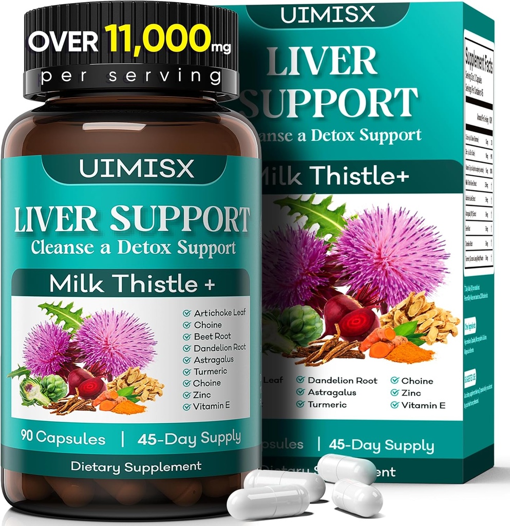 Süt Butle Supplement - Liver Detox Cleanse Formula Herbal Liver Support with Milk Thistle, Dandelion Root, Artichoke, Turmeric, Astragalus for Liver Health, 90 Capsules