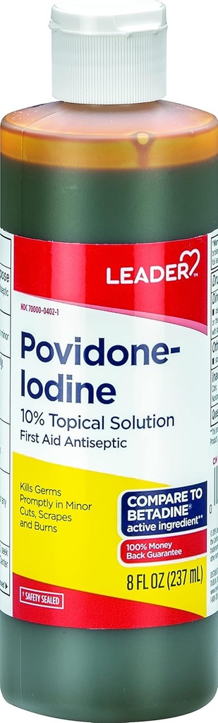 Lider Povidone Iodine 10% Prep Çözüm USP, First Aid Antiseptic Yara Cleanser, Yara Yıkama, Antiseptic Soap (8 Fl Oz, 1)