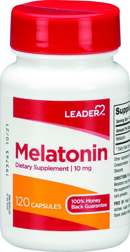 Leader Melatonin 10MG Capsules 120 Ct. Max Strength Sleep Aid for Insomnia