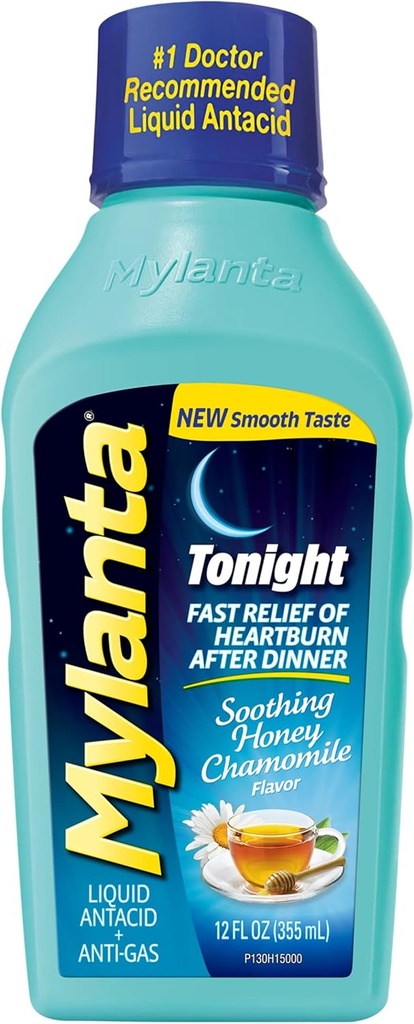 Mylanta Heartburn and Gas Relief, Υγρό αντιόξινο, Απόψε Formula, Μέλι Χαμομήλι Γεύση, 12 Fl Oz