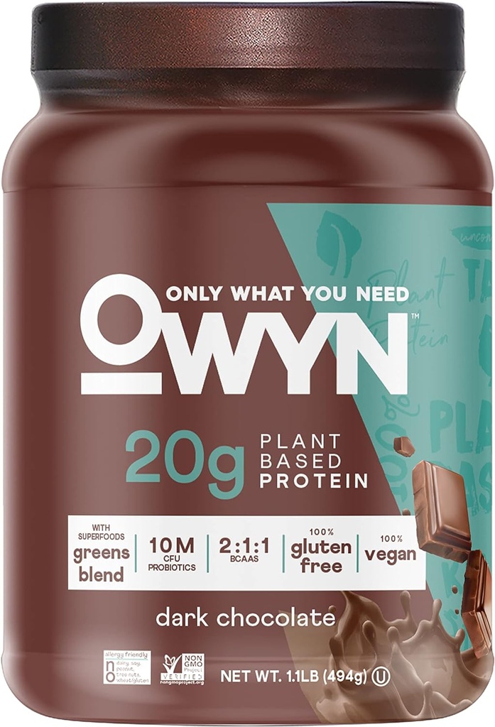 OWYN Only What You Need Plant-Based Protein Powder, Dark Chocolate, 1.17 lbs