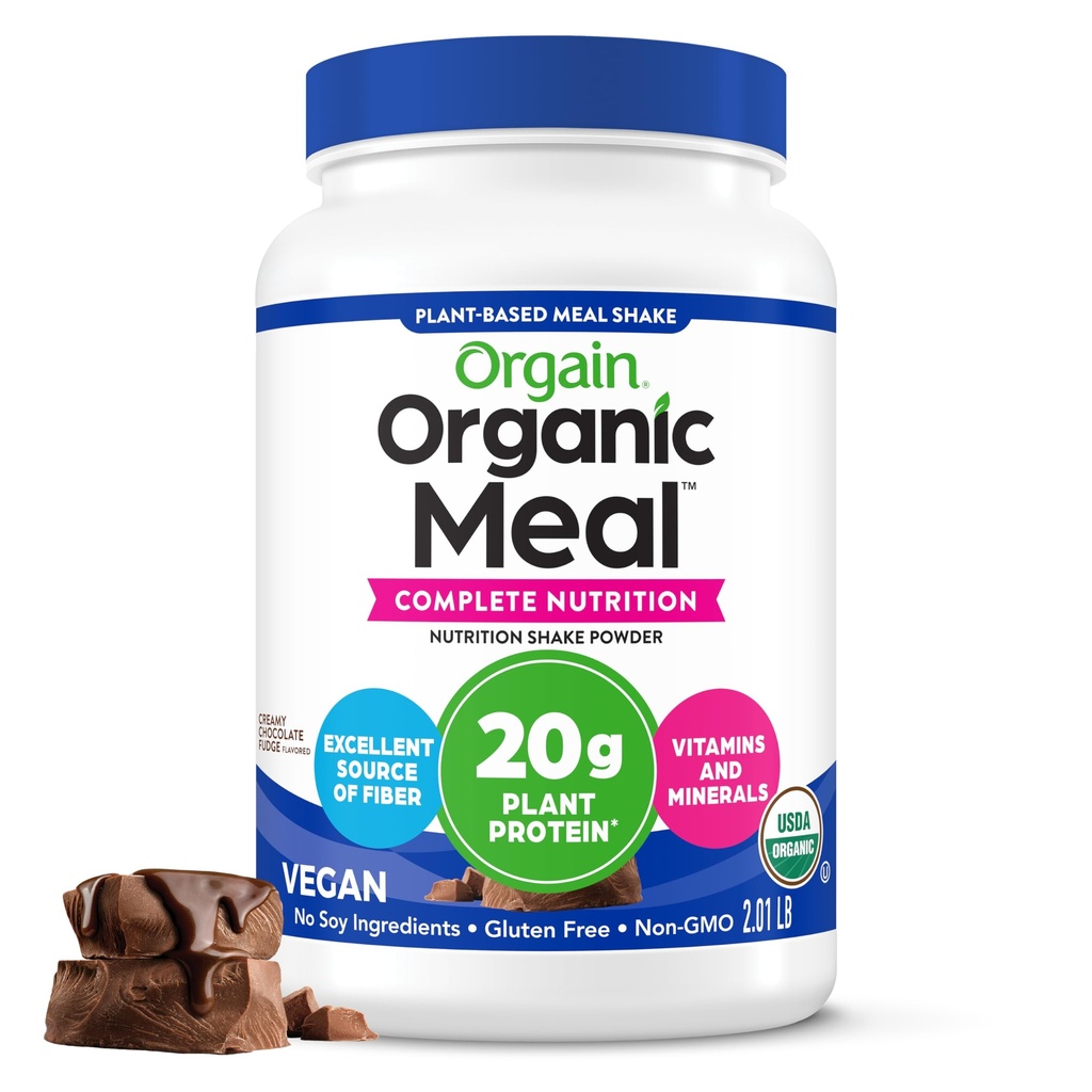 Orgain Organic Vegan Meal Yenileme Protein Toz, Kremy Chocolate Fudge - 20g Plant Temel Protein, Gluten Free, Dairy Free, Lactose Free, Soy Free, No Sugar Eklenme, For Smoothies & Shakes - 2.03lb