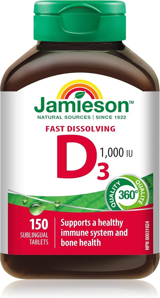 Jamieson Vitamin D3 1000 IU, 150 Sublingual Tabletler