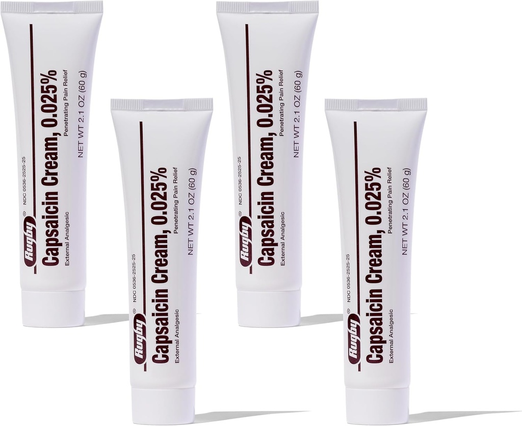 Rugby Capsaicin 0,025% Κρέμα για την ανακούφιση του πόνου - 2, 1 Oz (60g) (4 Συσκευασία)